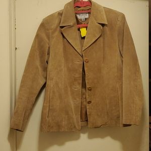 Khaki colored leather blazer